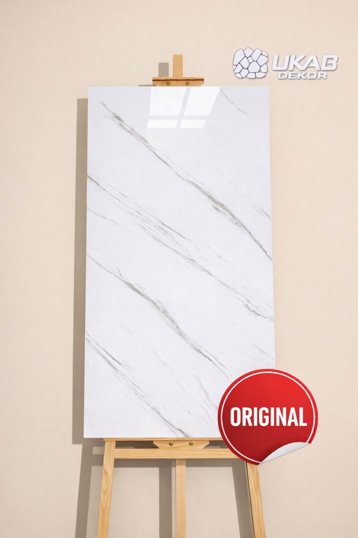 Kendinden Yapışkanlı Beyaz Mermer Desen Pvc Panel 30x60cm Banyo Wc Mutfak Tek Ebat