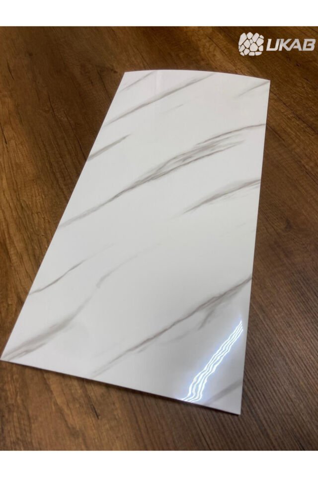 Kendinden Yapışkanlı Beyaz Mermer Desen Pvc Panel 30x60cm Banyo Wc Mutfak Tek Ebat