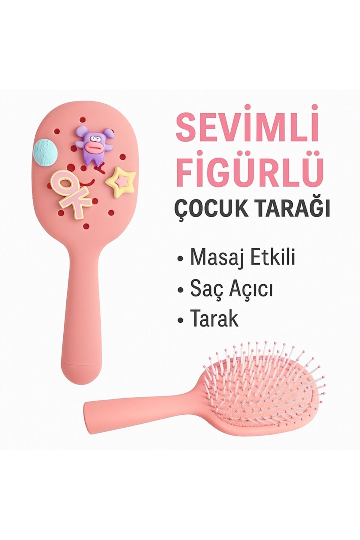 Sevimli Figürlü Çocuk Tarağı – Masaj Etkili Saç Açıcı Tarak