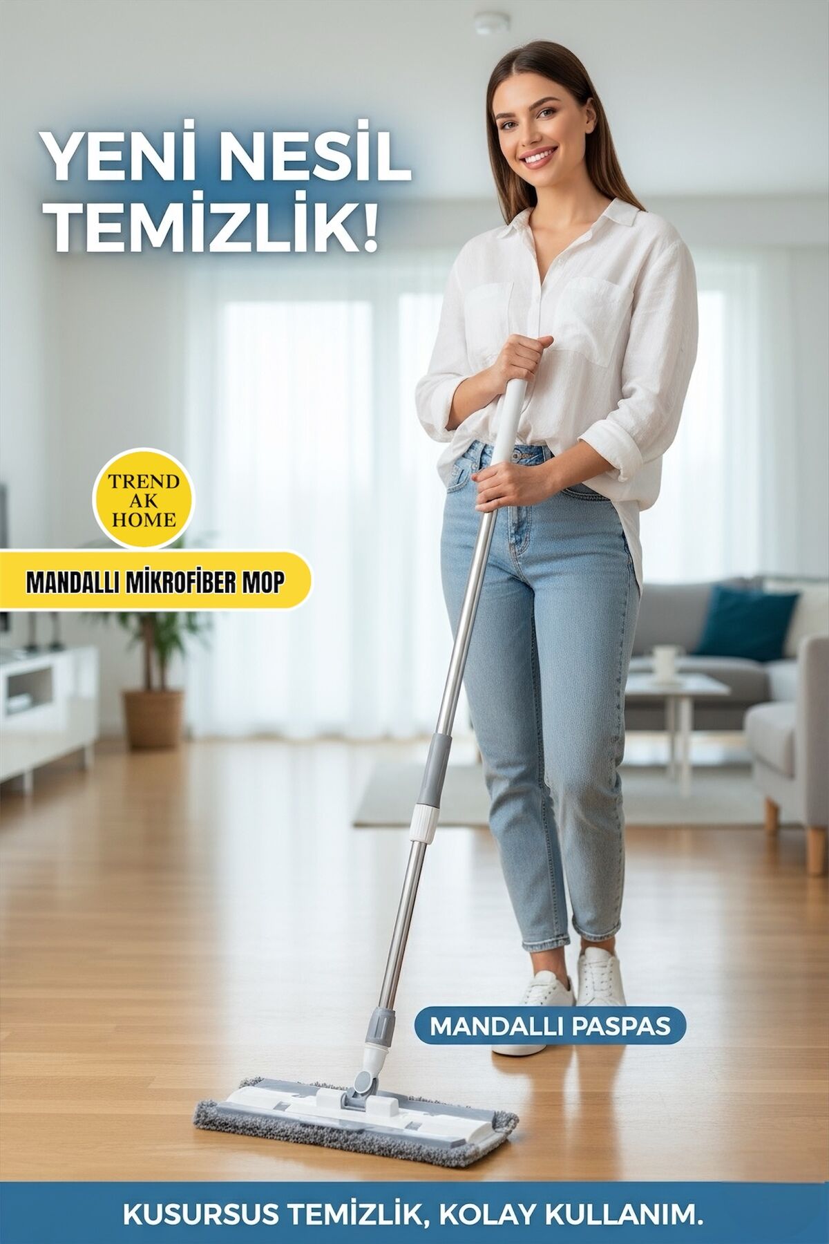 Mandallı Mikrofiber Sihirli Mop Yüzey Temizleyici (duvar,fayans,yer,cam)