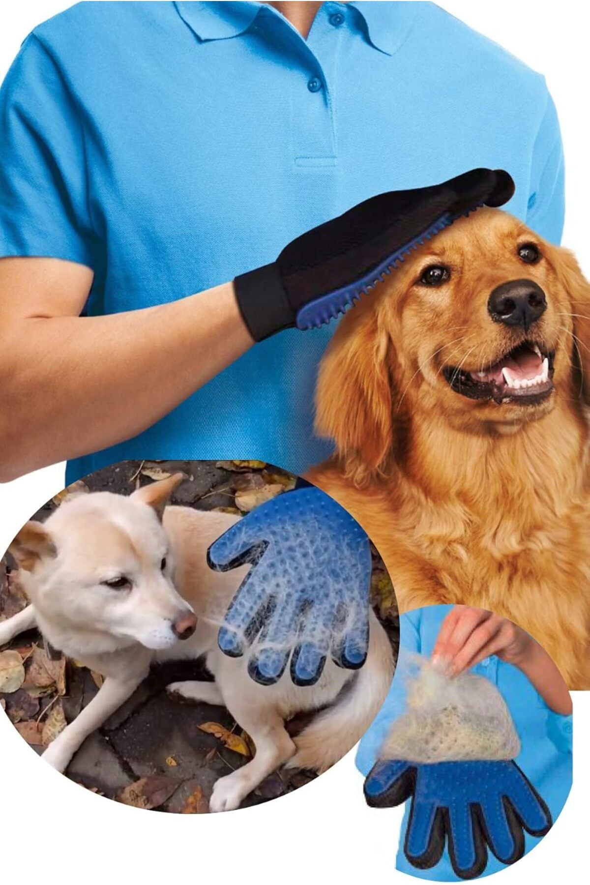 Tüy Toplama Mavi Kedi Köpek Tüy Toplayıcı Kedi Köpek Tüy Toplama Masaj Kaşıma Eldiveni