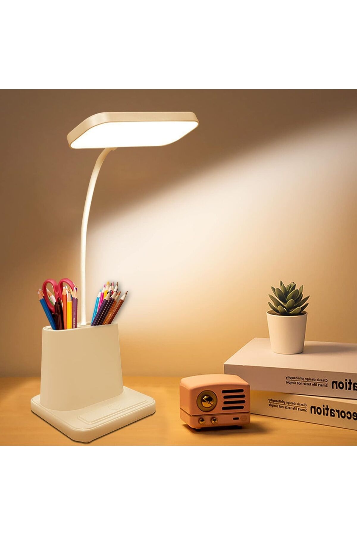 20 Led Çalışma Okuma Işığı Kademeli Masa Lambası beyaz - Tek Ebat - 34 x 48