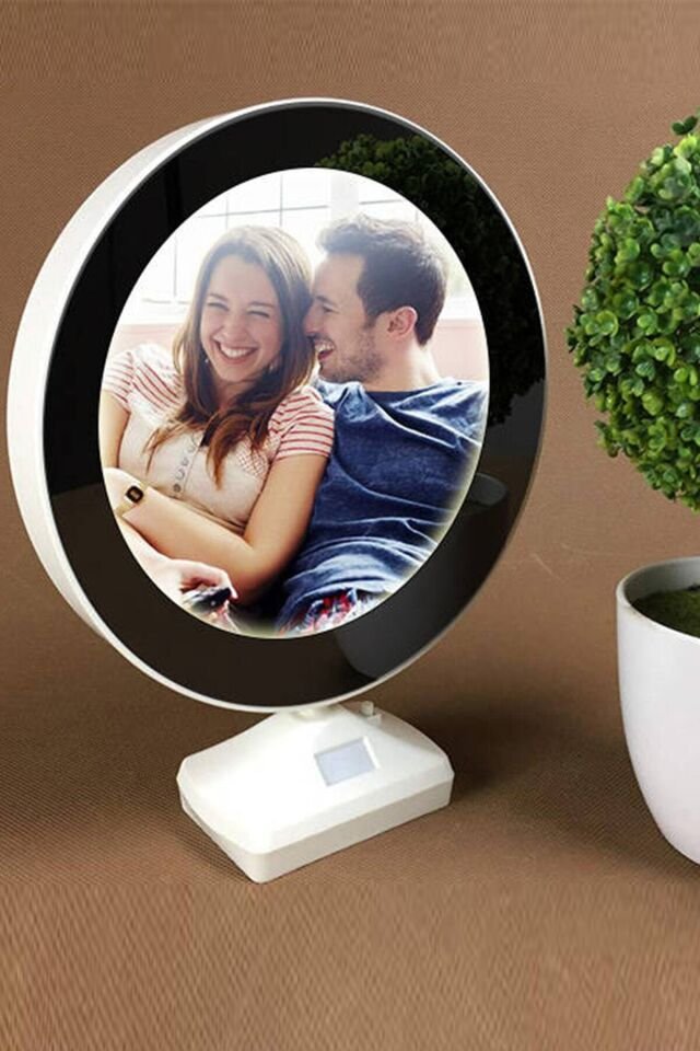 Sihirli Ayna Fotoğraf Çerçevesi Renkli Fotoğraflı Dekoratif Masa Aynası