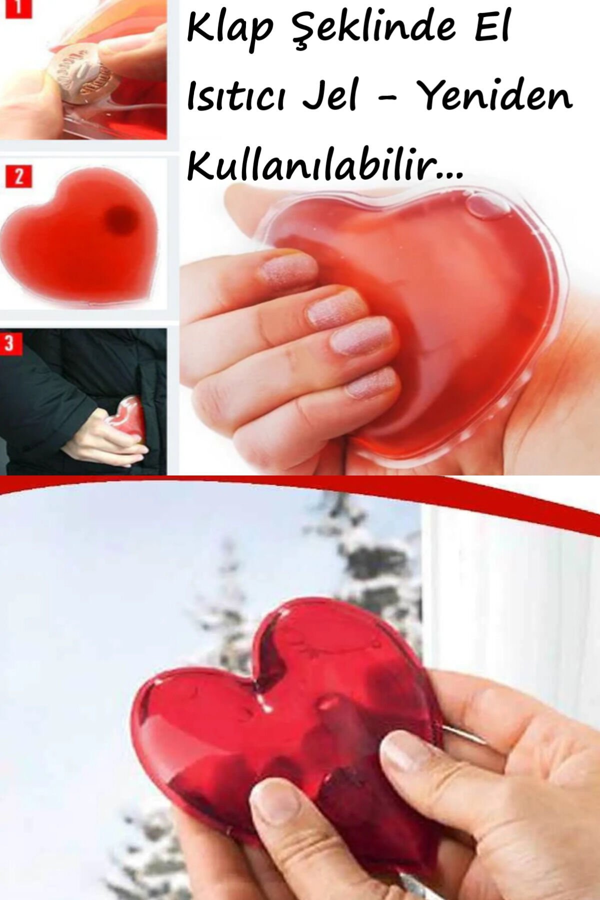 Kalp Jel Isıtıcı Cep Sobası Kalp Şeklinde Hediye Kamp Vürut El Isıtıcısı Isınmatik Sıcak Su Torbası Tek Ebat