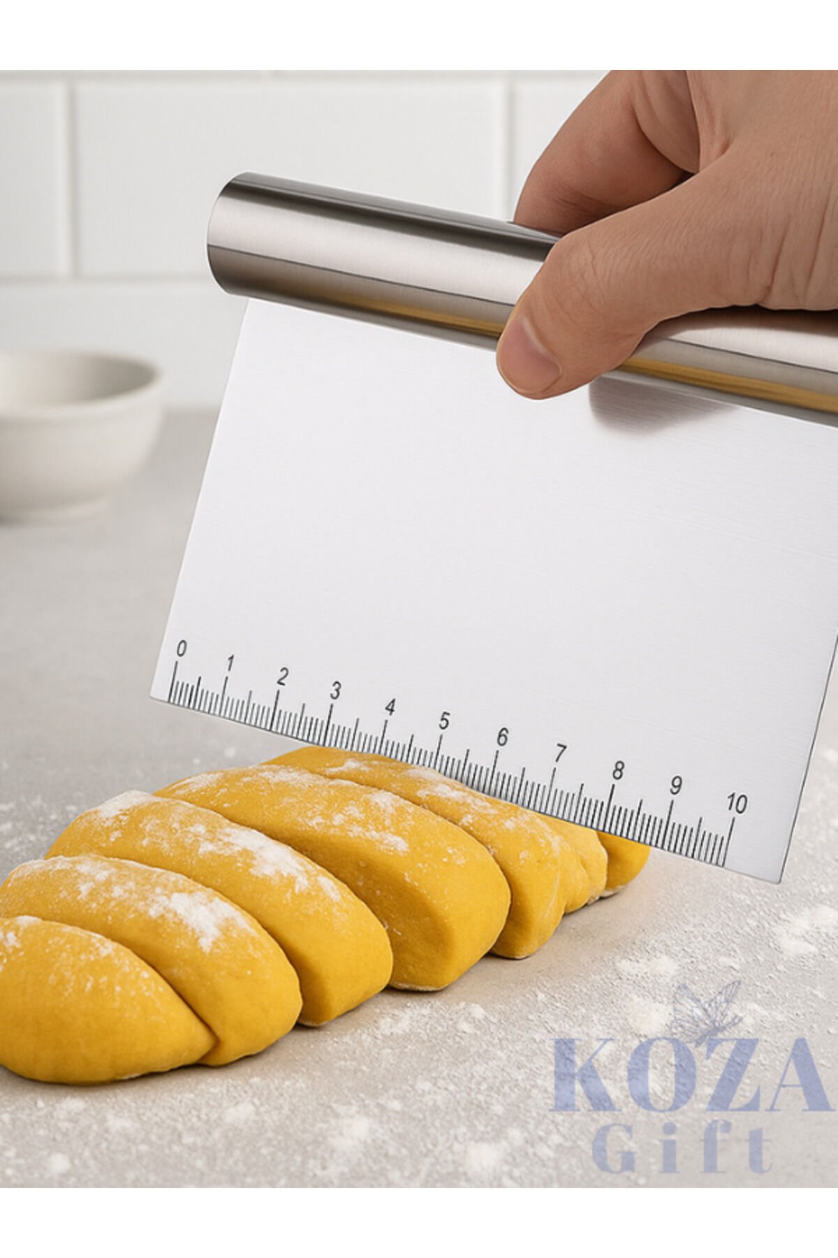 Ölçülü Paslanmaz Lüks Çelik Hamur Kesme Aparatı Çelik Kesici Kazıyıcı Pasta Kek Spatula