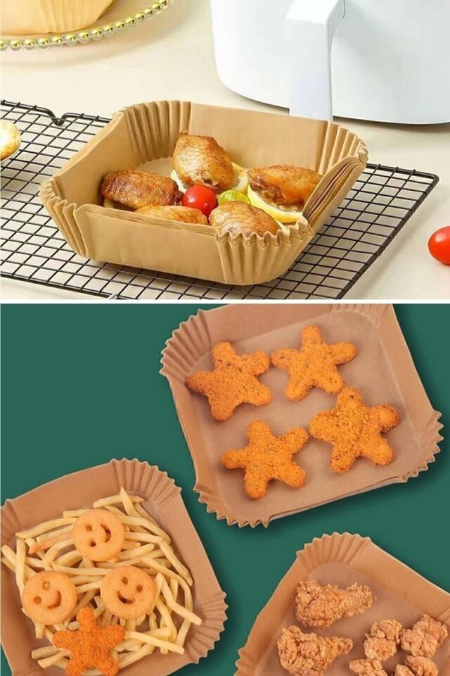 50 Adet Airfryer Kare Pişirme Kağıdı Square Yağlı Kağıt Fırın Ve Fritöz Kağıdı