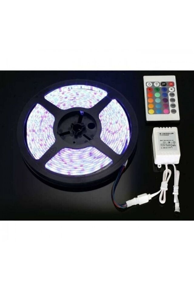 Led Animasyonlu Tak Çalıştır Kumandalı Trafolu Rgb Şerit Işık Aydınlatma 5 Metre Renkli - Tek Ebat