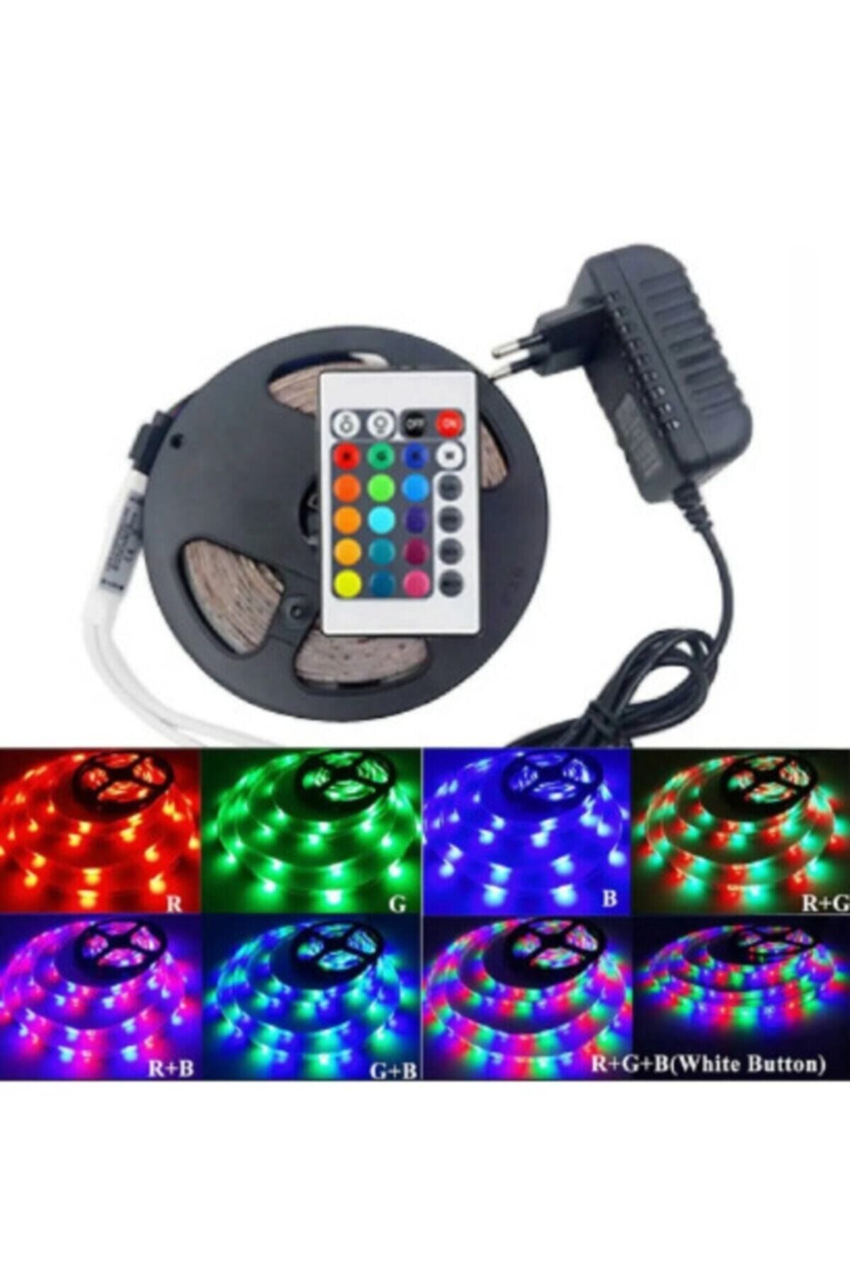 Led Animasyonlu Tak Çalıştır Kumandalı Trafolu Rgb Şerit Işık Aydınlatma 5 Metre nocolor - Tek Ebat