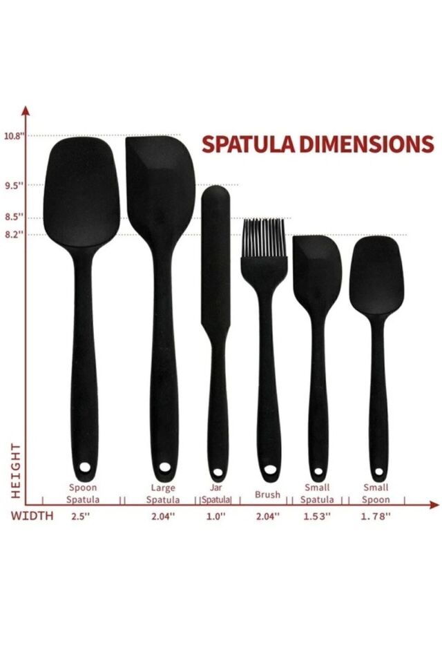 6lı Takım Yanmaz Yapışmaz Mutfak Pasta Slikon Yumurta Fırçası Kaşık Bıçak Spatula Seti Koza Gift