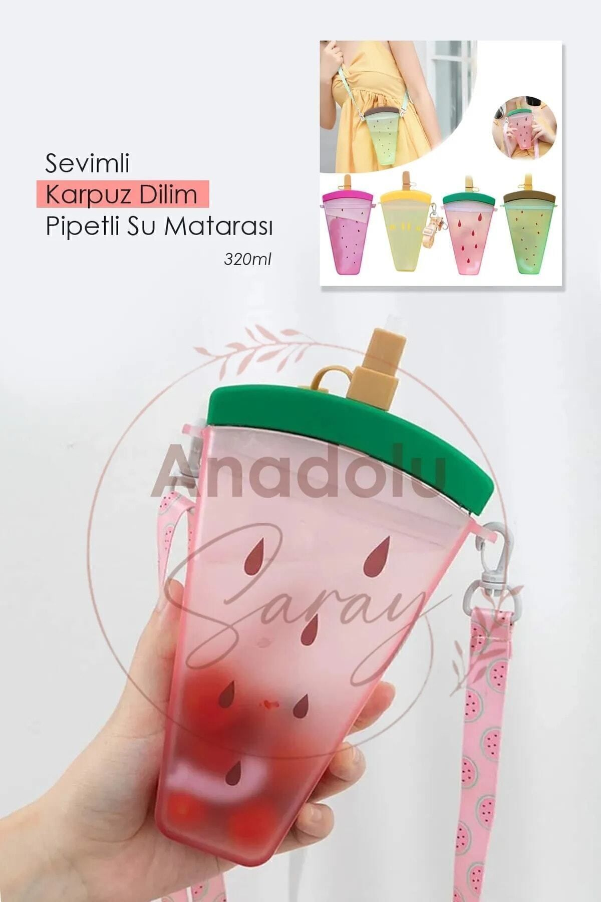 Pipetli Karpuz Dilim Su Matarası Su Şişesi Suluk | Bpa Içermez Matara Suluk Sporcu Içecek Şişesi