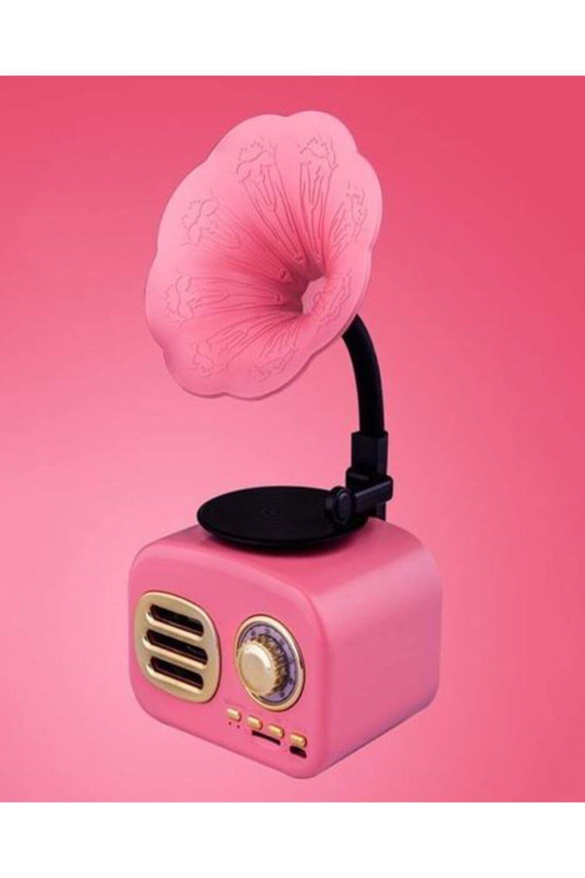 Pembe Nostaljik Gramofon Taşınabilir Bluetooth Hoparlör Mini Radyo Müzik Çalar Kutusu Fasttech
