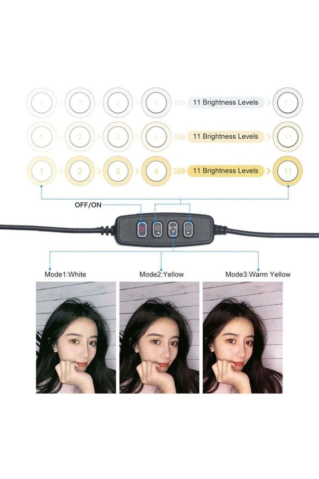 Youtuber Led Işıklı Tripod Selfie Makyaj Işığı Sürekli Ring Light 10 Inç Halka Siyah - Tek Ebat