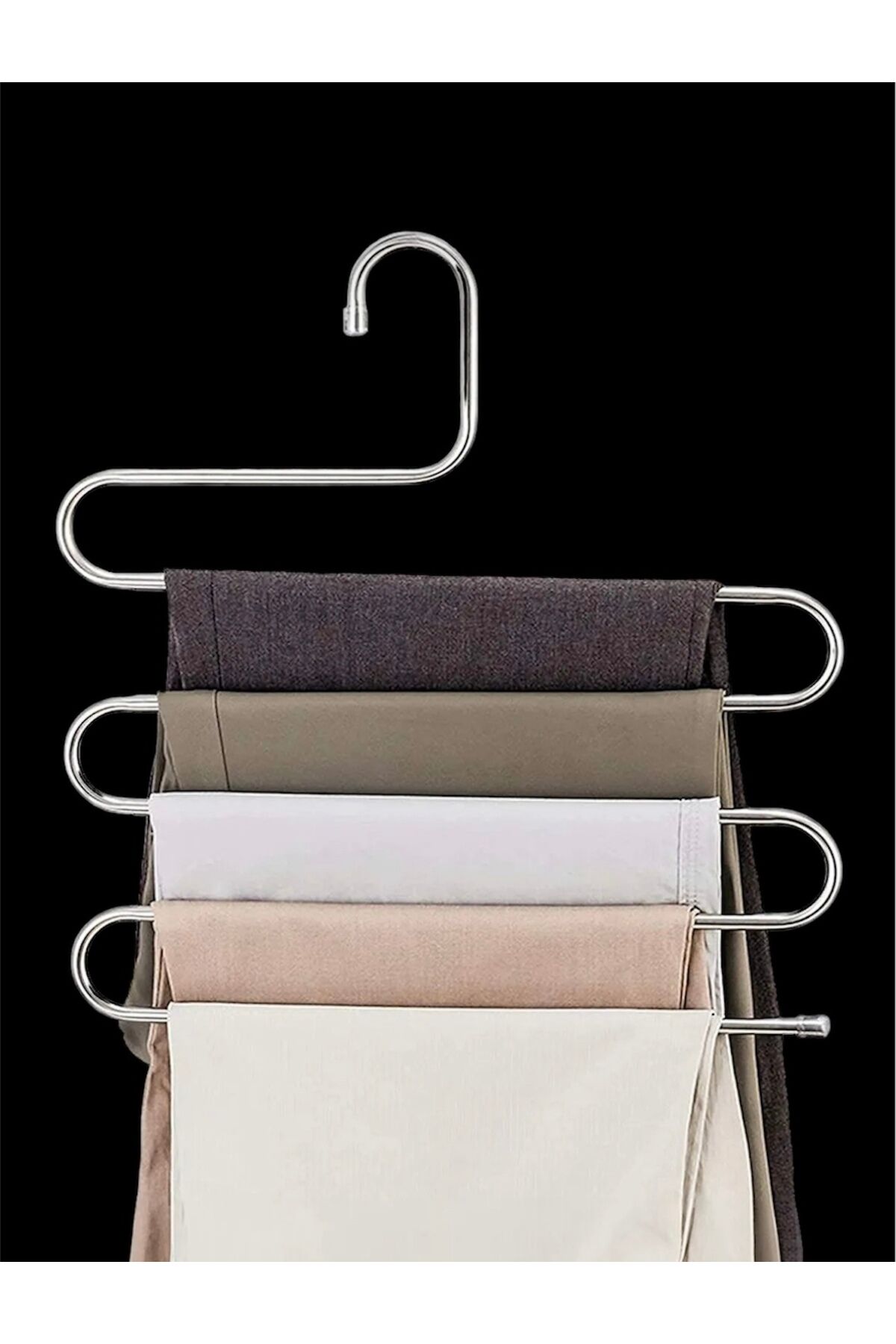 5 Adet 5 Katlı Metal Pantolon Eşarp Askısı - 5 Adet Askılık No Color - Tek Ebat