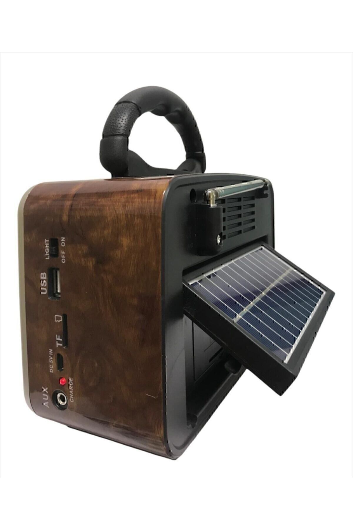 Rt-819 Güneş Enerjili Nostaljik Fm,aux,usb Müzik Çalar kahverengi - Tek Ebat