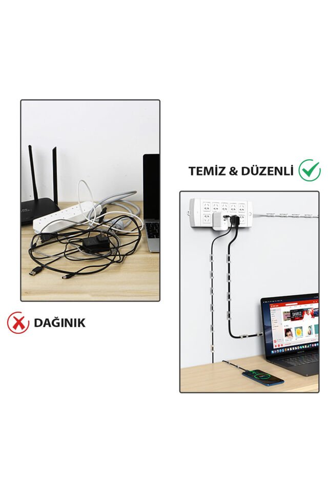 Kablo Sabitleyici Klipsler 20 Adet Kablo Düzenleyici Duvar Fayans Cam Kablo Tutucu Yapışkanlı Klips Tek Ebat
