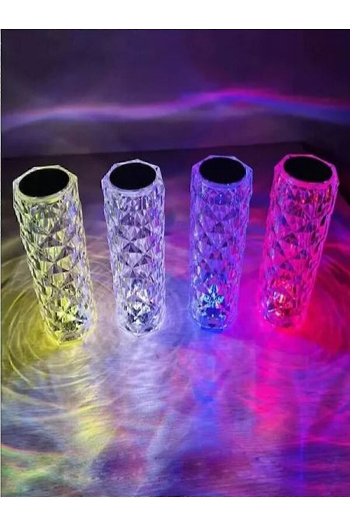 Kristal Elmas Dokunmatik Usb Sarjlı Rgb Kumandalı Masa Lambası