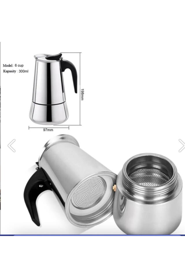 Fe001-6 Espresso Kahve Makinesi Paslanmaz Çelik Indüksiyonlu Moka Pot 300 ml