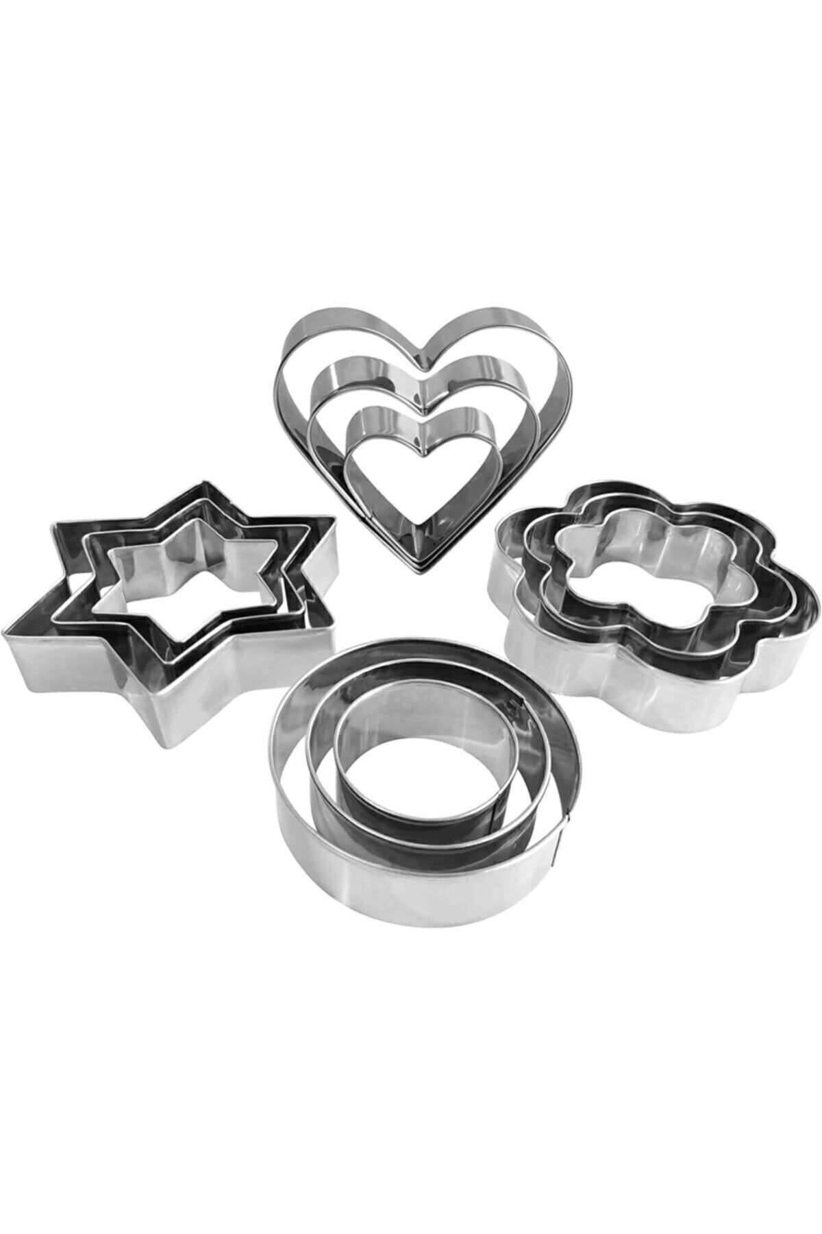 12 Parça Metal Kurabiye Kalıbı Çelik Cn Tek Ebat