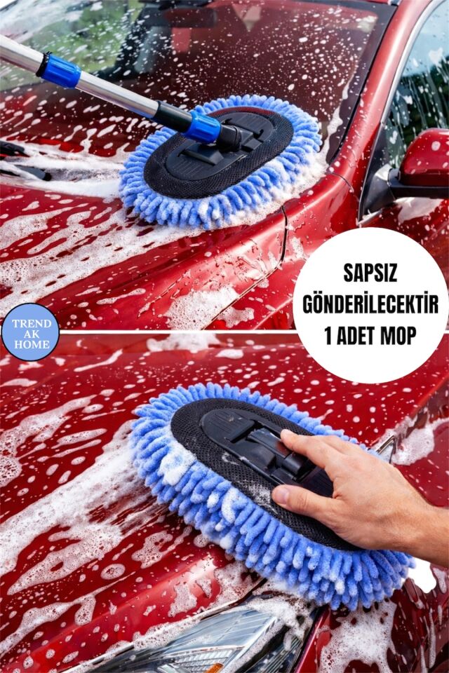 Mikrofiber Çok Fonksiyonlu Oto Araba Yıkama Temizleme Fırçası ( sapsız 1 Adet mop ) 003