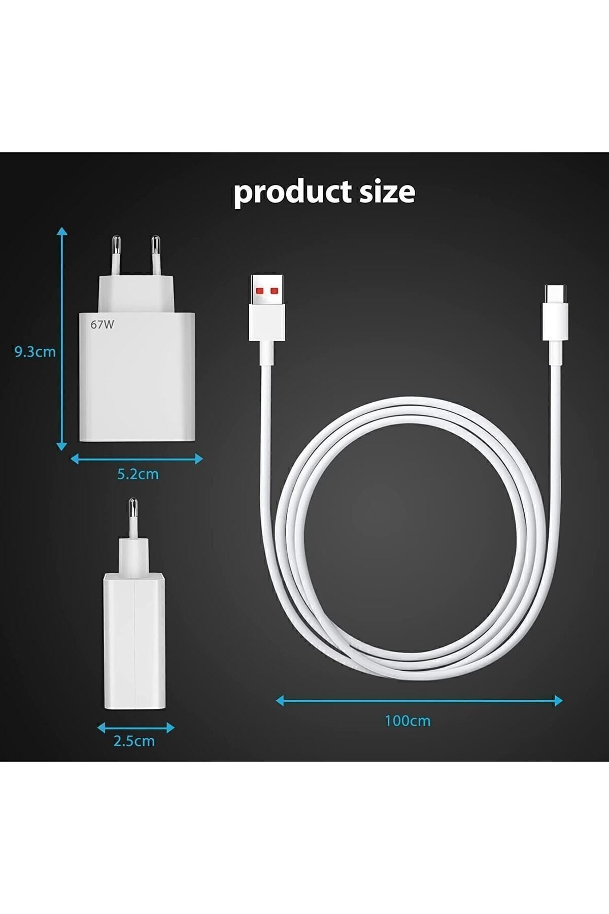 Xiaomi Mi  uyumlu 67w (WATT) Turbo Hızlı Şarj Cihazı