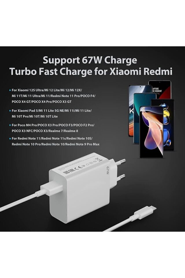 Xiaomi Mi  uyumlu 67w (WATT) Turbo Hızlı Şarj Cihazı