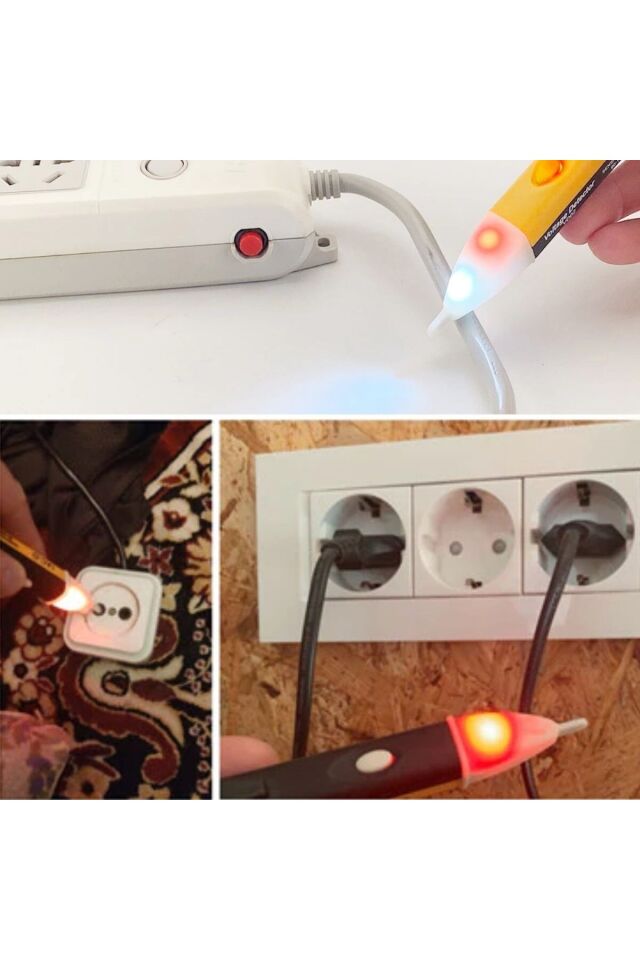 Elektrik Kaçak Dijital Kontrol Kalemi -Dedektörlü Temassız Işıklı Kablo Voltaj Test Tek Ebat