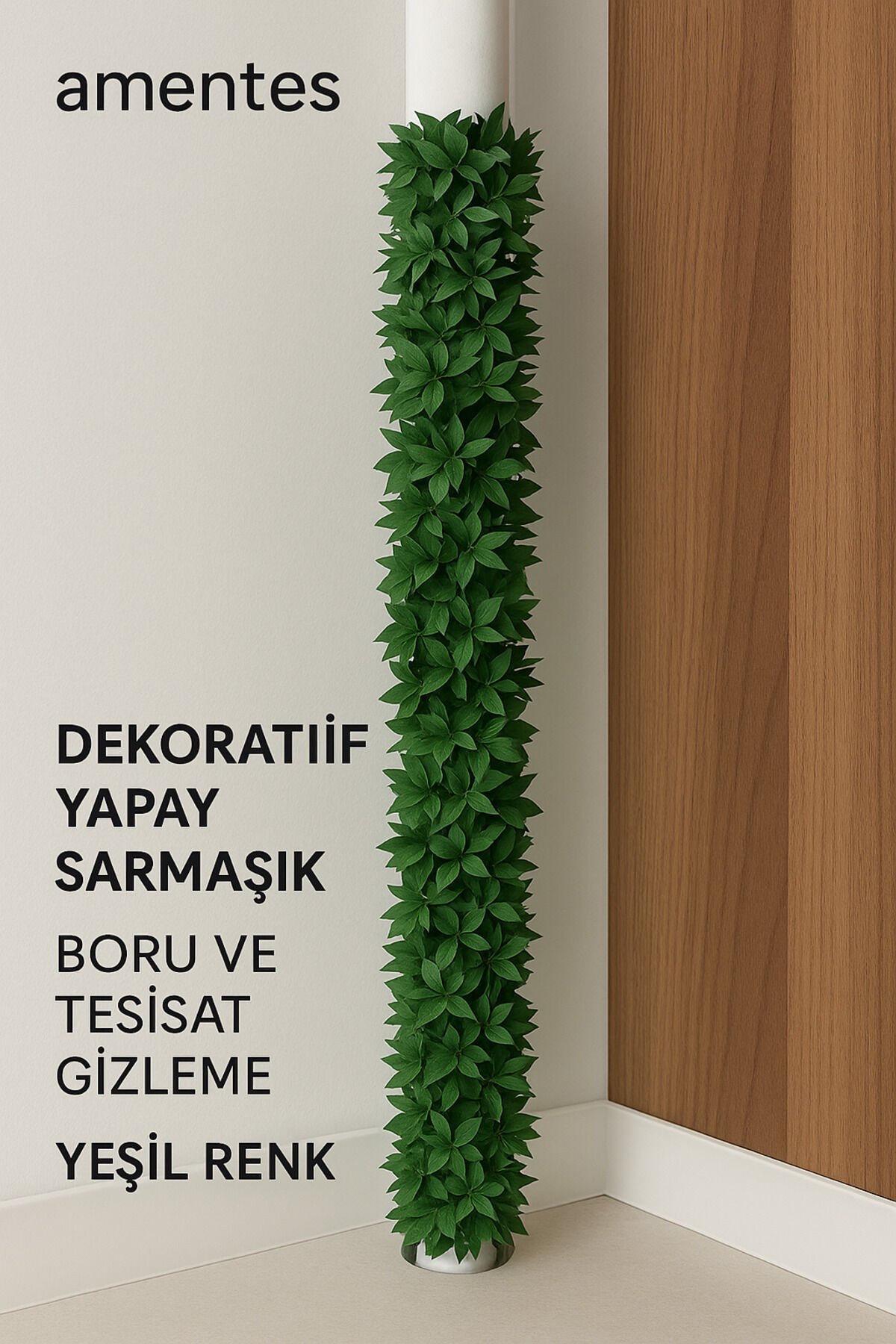 7.5 Metre Tel Yaprak Doğalgaz Borusu Süsü Şerit Yapay Taç Sarmaşık Çiçek Süs