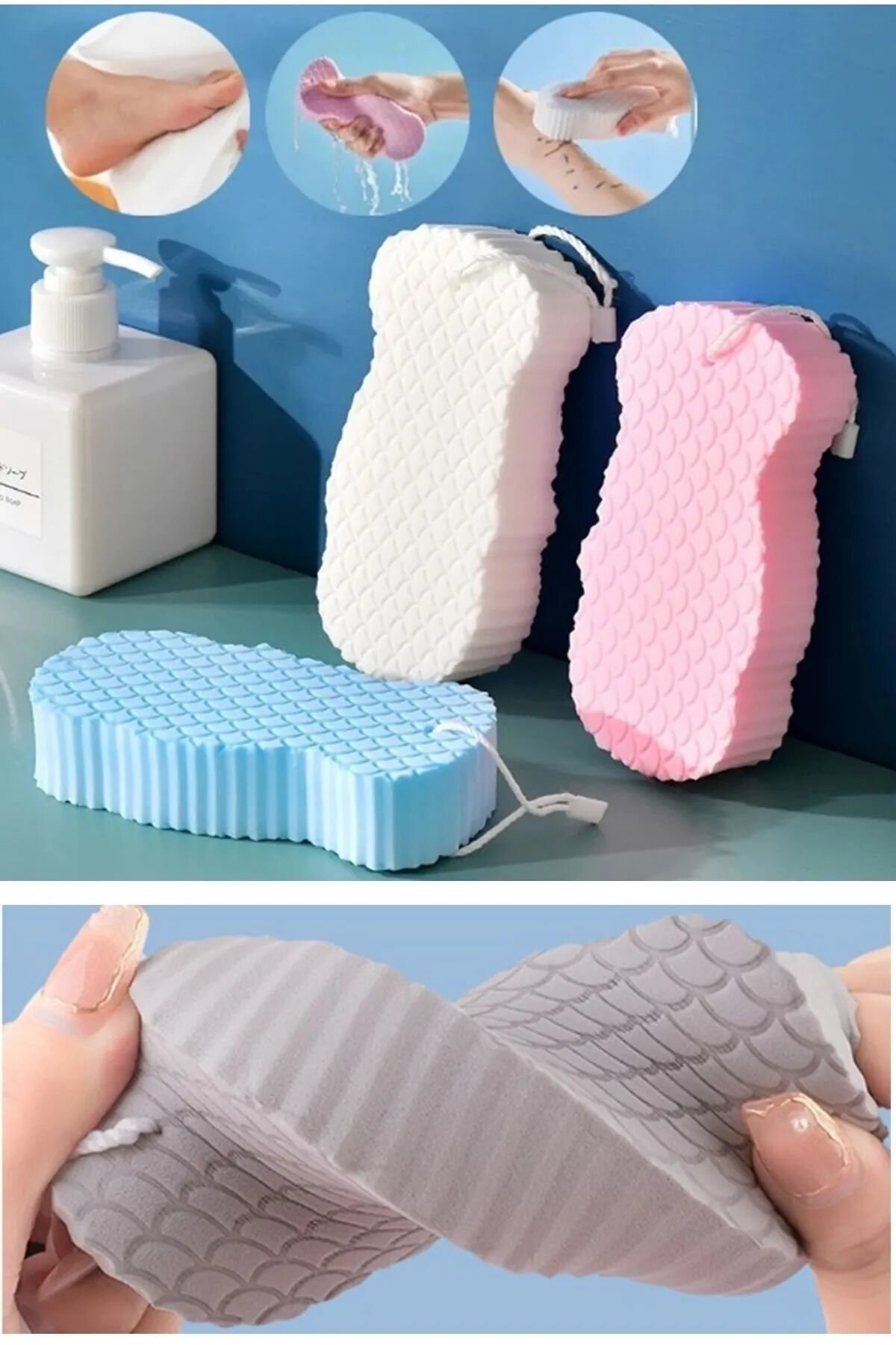 Banyo Kesesi Vücut Duş Süngeri Sihirli Vücut Lifi Ölü Deri Sökücü Sünger Vücut Masaj Fırçası