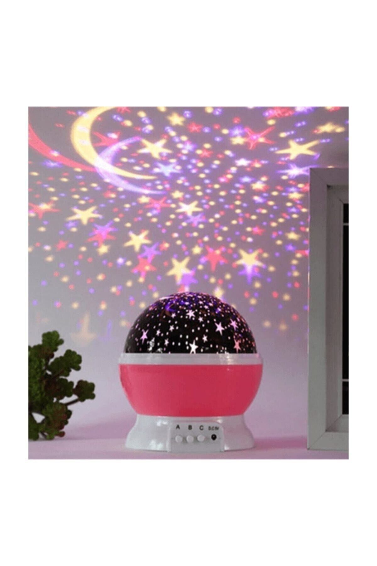 Dönen Projeksiyon Gece Lambası Star Master Ay Yıldız Led - Pembe pembe - Tek Ebat - 22 x 12