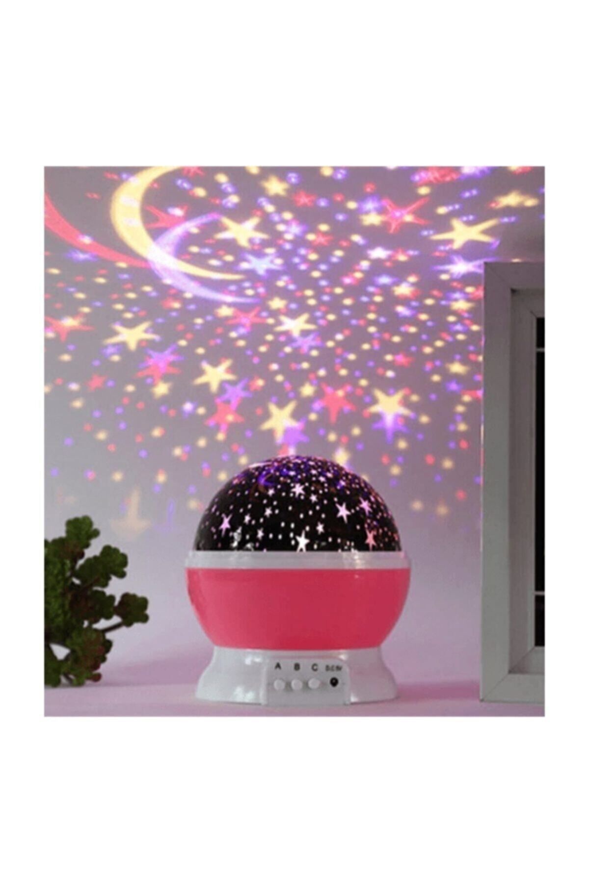 Dönen Projeksiyon Gece Lambası Star Master Ay Yıldız Led - Pembe Çok Renkli55 - Tek Ebat - 10 x 10