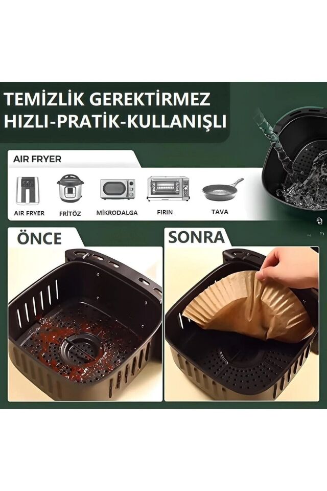 Airfryer Fritöz Pişirme Kağıdı - Airfryer Liners Hava Fritözü-xiaomi-philips Yağsız Tefal-kumtel-mı