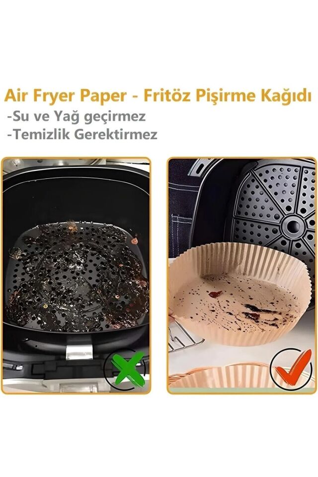 Airfryer Fritöz Pişirme Kağıdı - Airfryer Liners Hava Fritözü-xiaomi-philips Yağsız Tefal-kumtel-mı