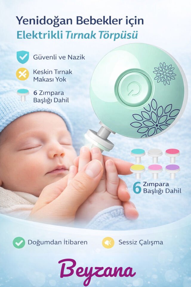 Yenidoğan Bebek Dönerli Pilli Tırnak Kesme Törpüleme Makinası