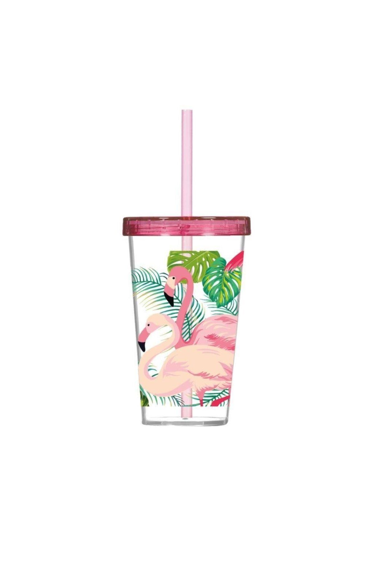 660 Cc Desenli Pipetli Bardak-flamingo No Color - Tek Ebat