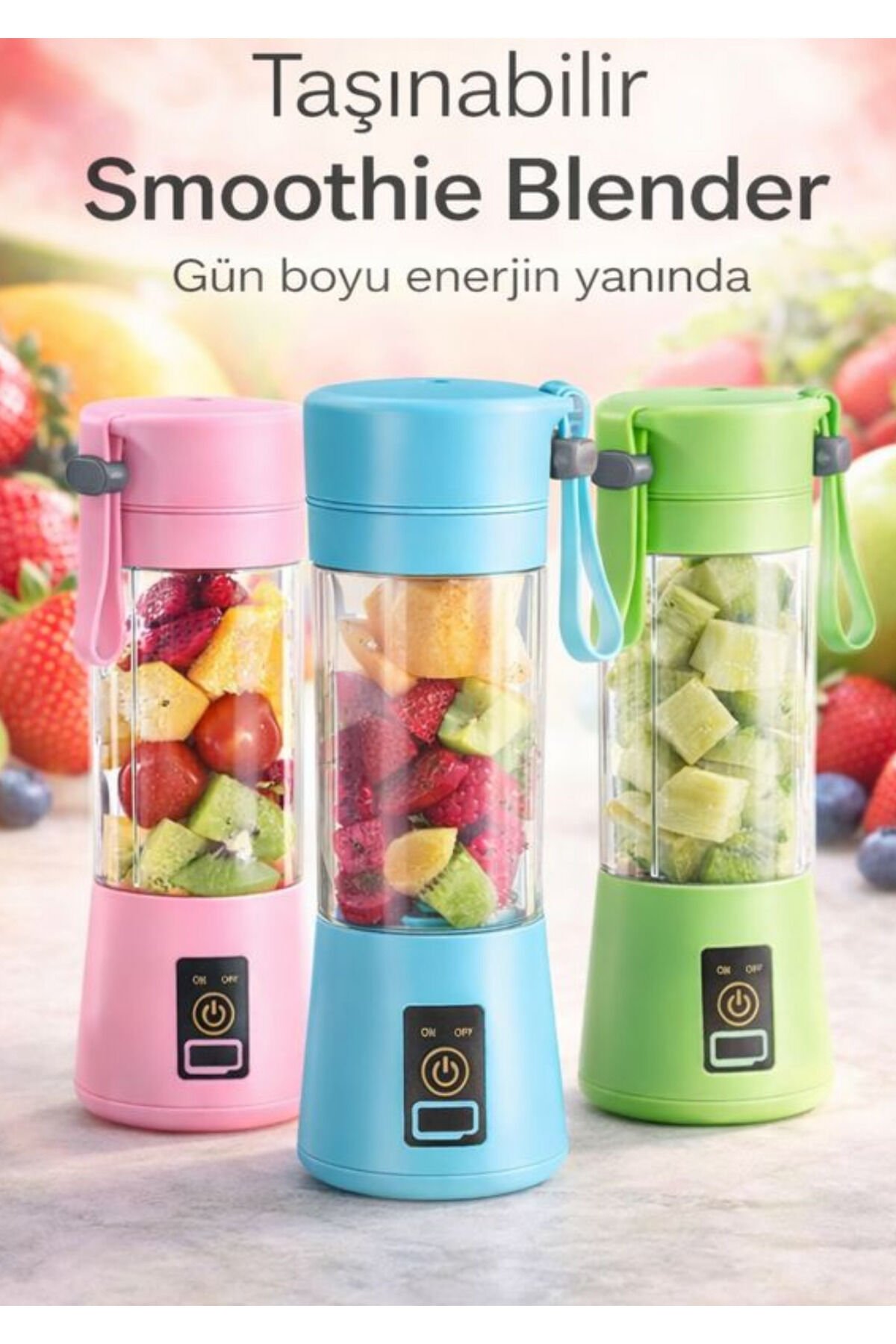 Şarjlı Portatif El Blenderi 380 ml Usb Kablolu mor - Tek Ebat