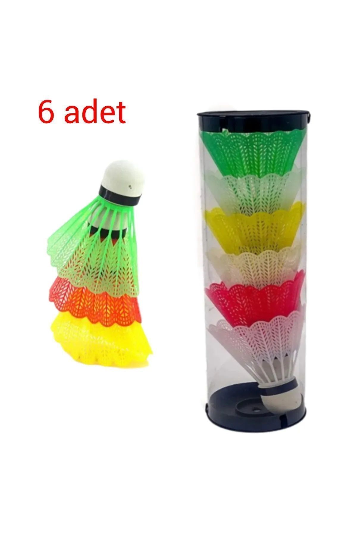 Plastik Mantar Başlı Badminton Topu 1 kutu 6 Adet ÇOK RENKLİ - Tek Ebat