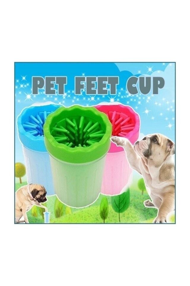 Küçük Irk Köpek & Kedi Pati Ayak Yıkama Kovası 9*11 cm Silikon Jel Fırçalı Pati Temizleme Bardak