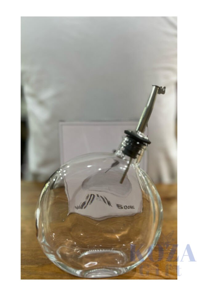 Yuvarlak Cam Yağdanlık– Şık Tasarım 500ml – Sızdırmaz Kapaklı Yağlık & Sirkelik