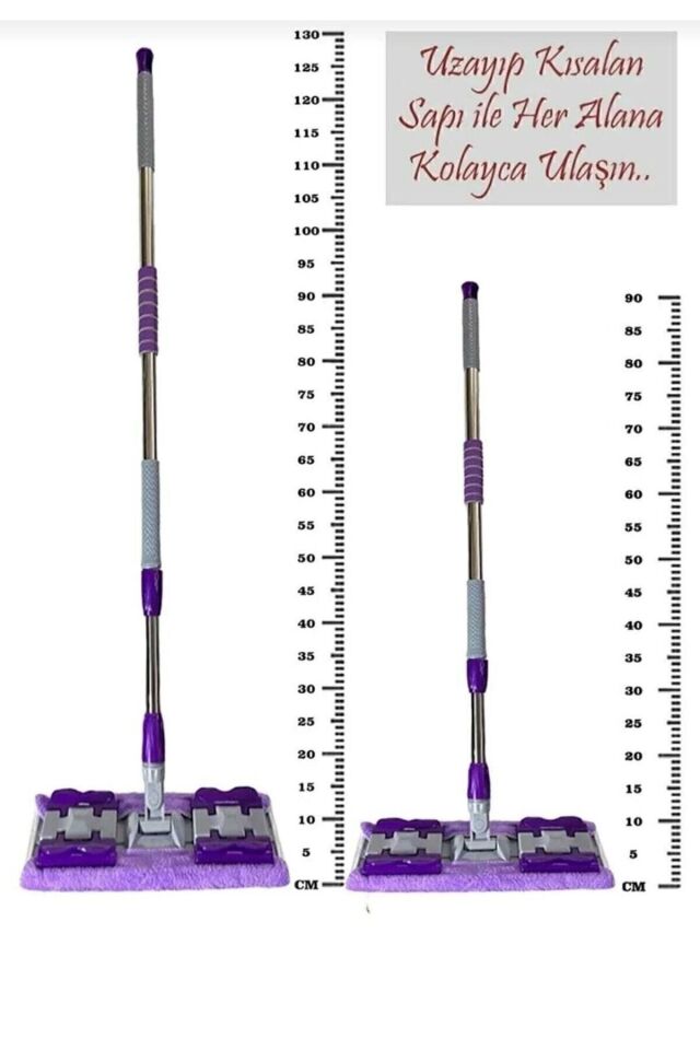(1 Adet Yedek Bez Hediyeli ) Yer Mopu Fayans Duvar Yüzey Temizlik Mikrofiber Mandallı Mop