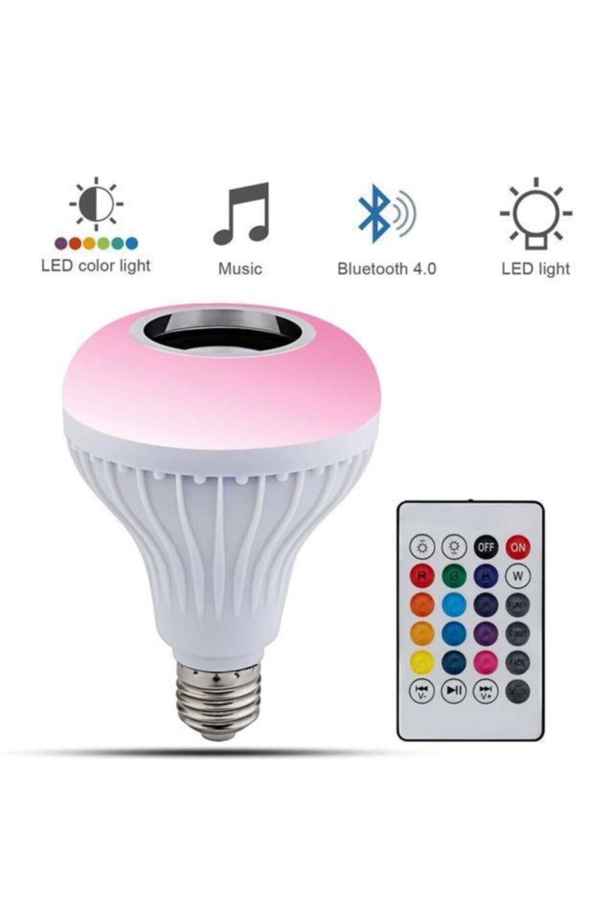 Bluetooth Hoparlörlü Kumandalı Rgb Akıllı Led Ampul-16 Renk Karışık - Tek Ebat