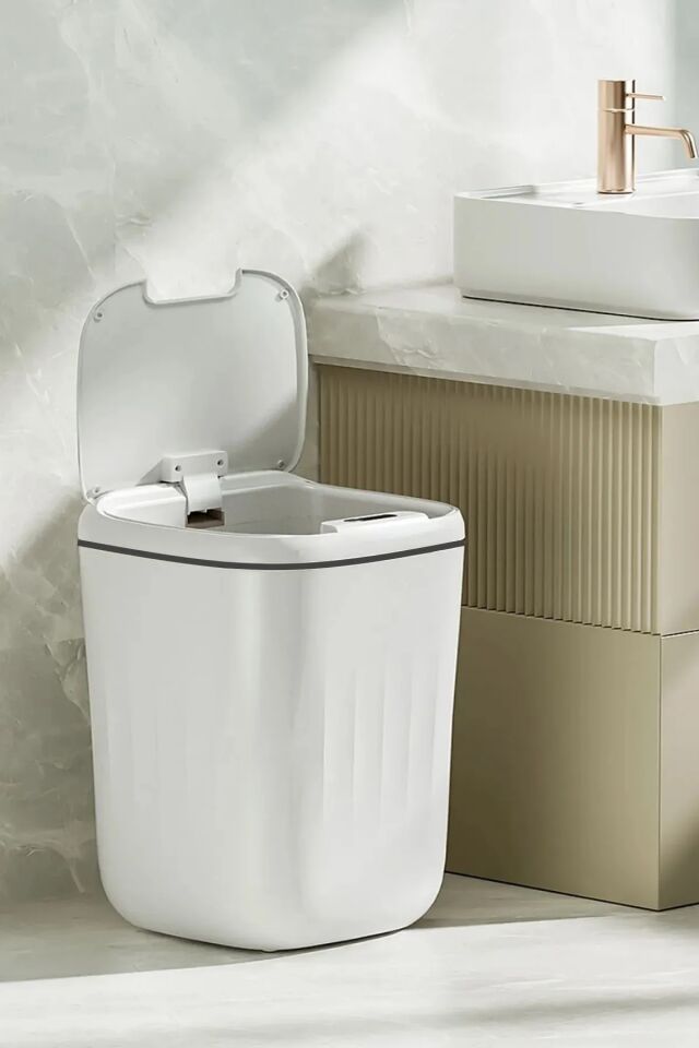 Sensörlü Çöp Kovası Mutfak Banyo Ofis 20L UV Işık Antibakteriyel Koku Geçirmez Ergonomik Tasarımlı