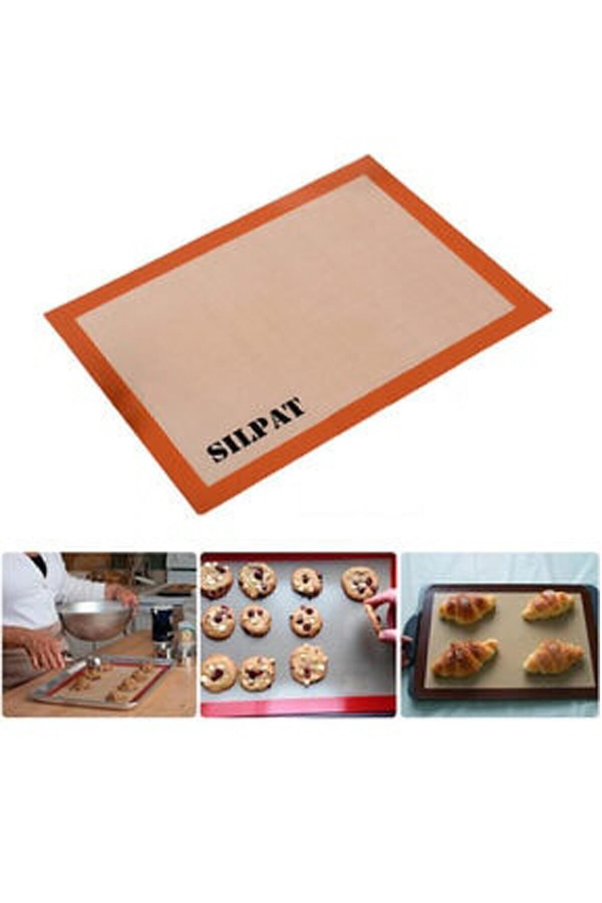 Fırınlanabilir Kendinden Yağlı Silikon Pişirme Matı-hamur Açma Matı 30x40 kahverengi - Tek Ebat