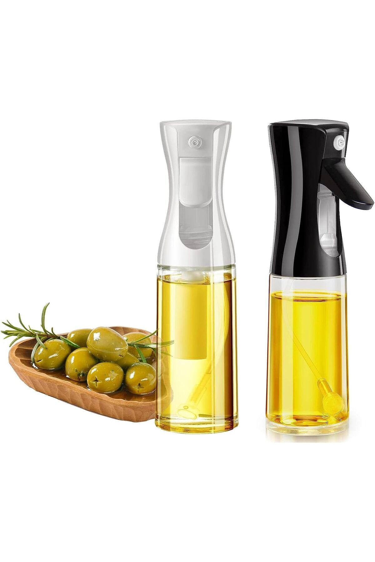 Cam Sprey Şişe Yağdanlık Airfryer Püskürtmeli Yağlık Fısfıs Püskürtücü beyaz siyah - Tek Ebat