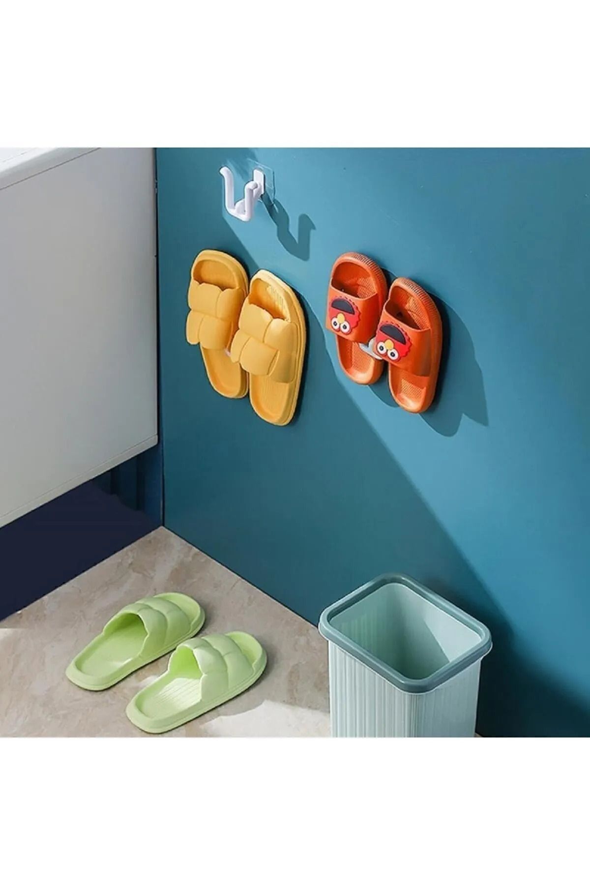 2 Adet Yapışkanlı Yazlık Kapı Banyo Terlik Asma Ayakkabı Askısı Tutucu Kurutma Rafı KARIŞIK - Tek Ebat