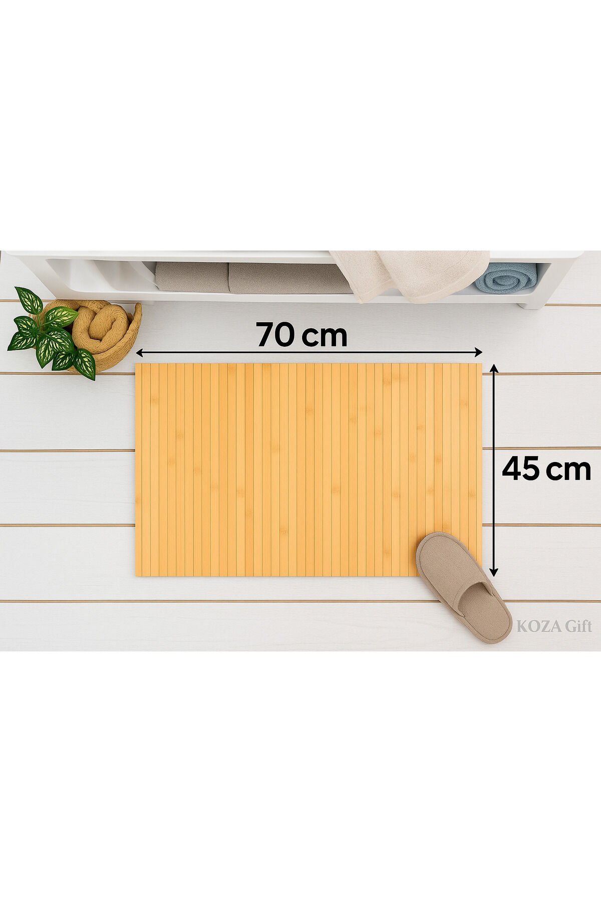 Naturel Bambu Kaydırmaz Banyo Matı 70x40 Cm.