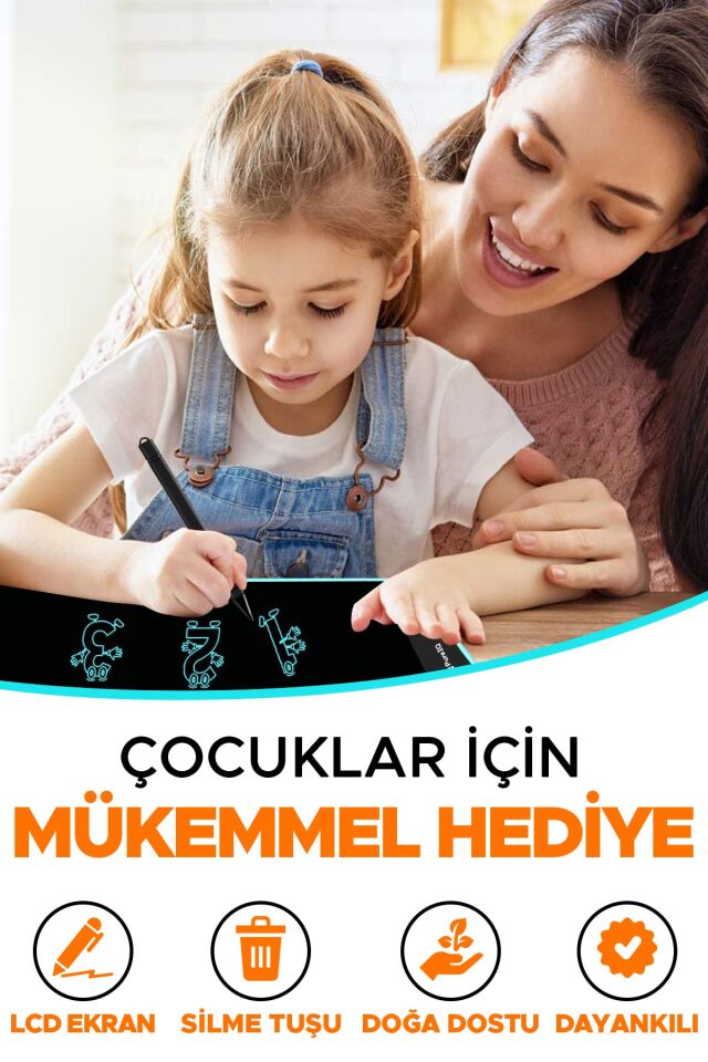 Grafik Digital Çocuk Yazı Çizim Tableti Lcd 8.5 Inc Ekranlı Bilgisayar Kalemli