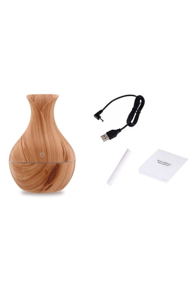 Usb Bağlantı Ahşap Görünümlü Led Işıklı Aromalı Hava Nemlendirici